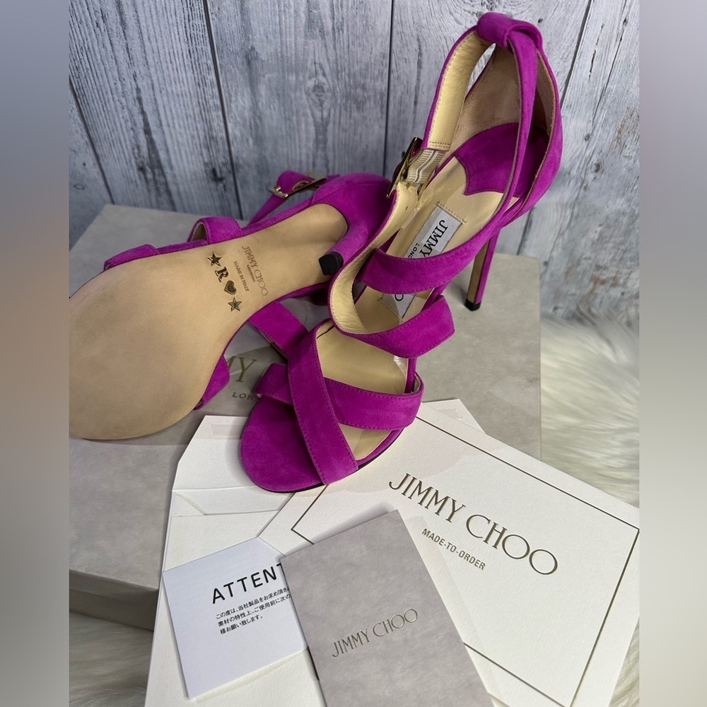 JIMMY CHOO lottie suede strap heels - Picture 11 of 16